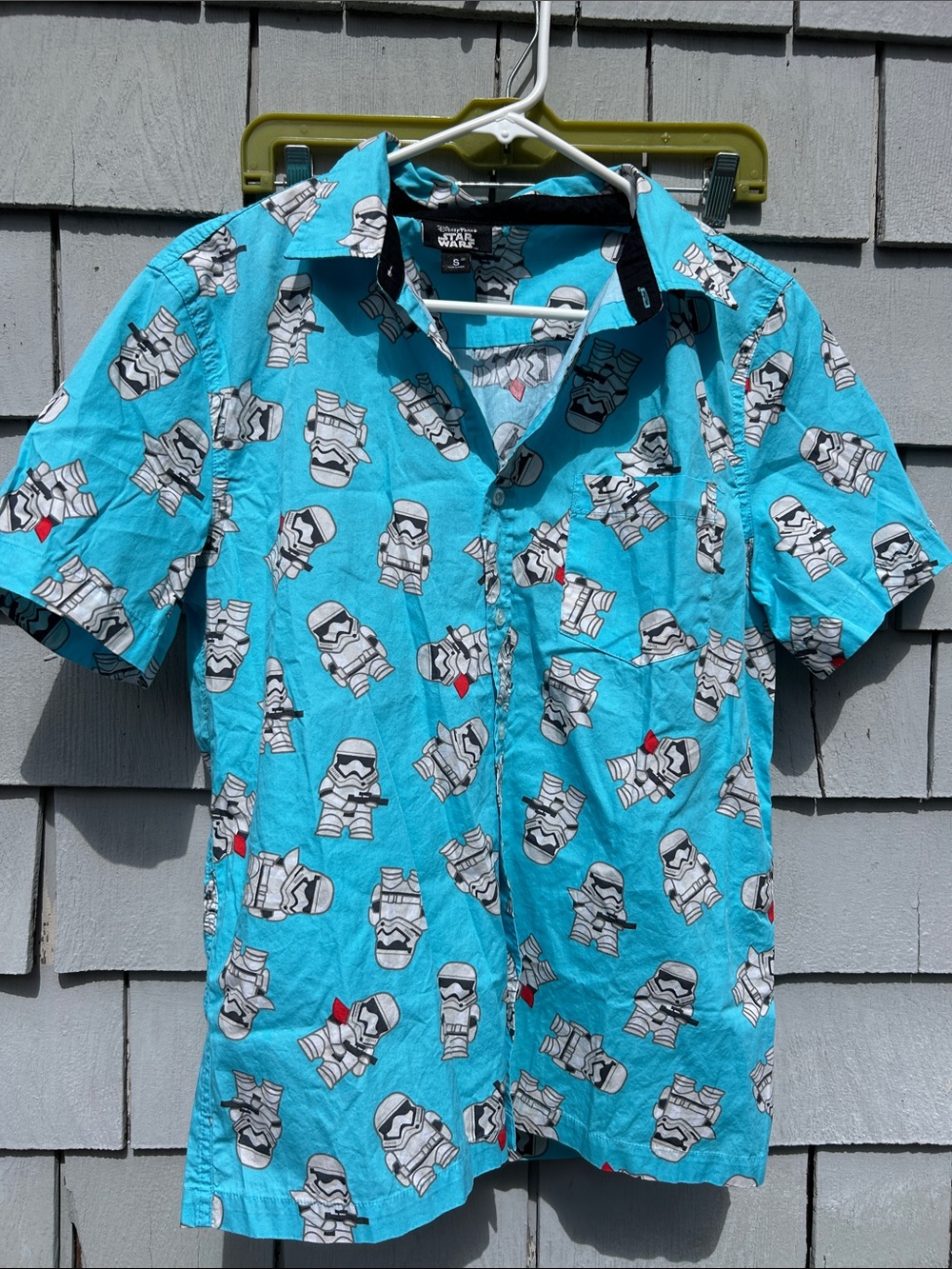 Star Wars Turquoise Short-Sleeve Stormtrooper Print Button-Down Shirt- parks